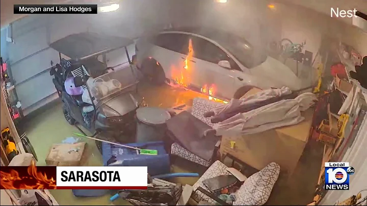 Tesla catches fire inside a home garage in Florida.