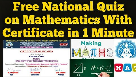 Free National Quiz on Mathematics with Certificate in 1 Minute|Maths Quiz|Reasoning|Quantitative|MHR