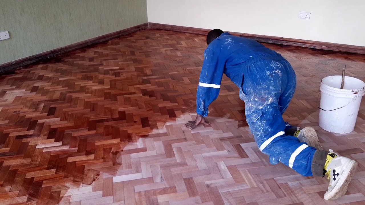 application of clear varnish on wooden floor & parquet floor in Kenya