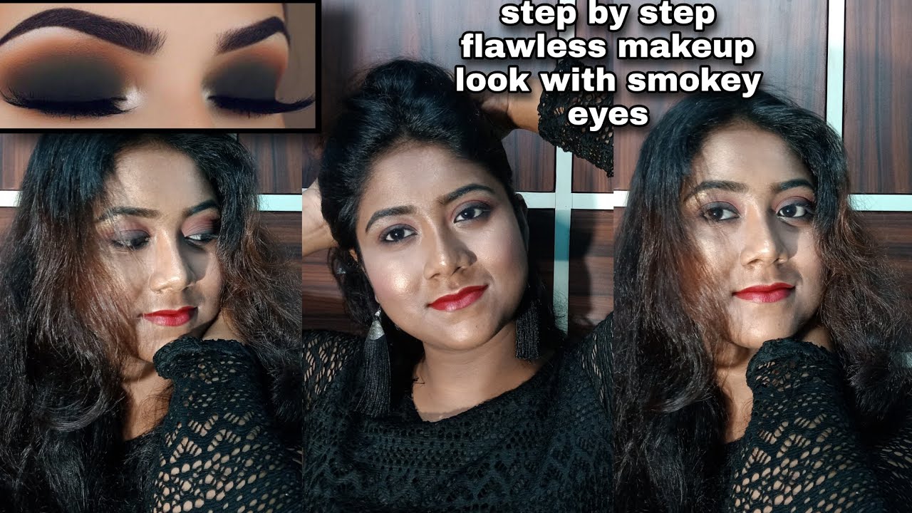 Step by step flawless makeup look with smokey eyes || Gorgeous makeup ...
