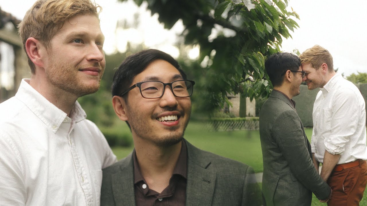 Ben & Jeff wedding day, Abbaye Saint Eusèbe France, Gay couple marriage