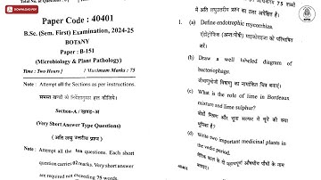 BSC 1ST SEM BOTANY MICROBIOLOGY AND PLANT PATHOLOGY 2025 | MJPRU