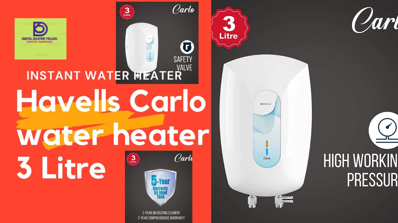 Havells Carlo 3 Litre Instant Water Heater (White Blue)#waterHeater#geyser# havells#instant3litre - YouTube
