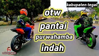 Motovlog wisata pantai purwahamba indah (purin) kab tegal, bareng moge