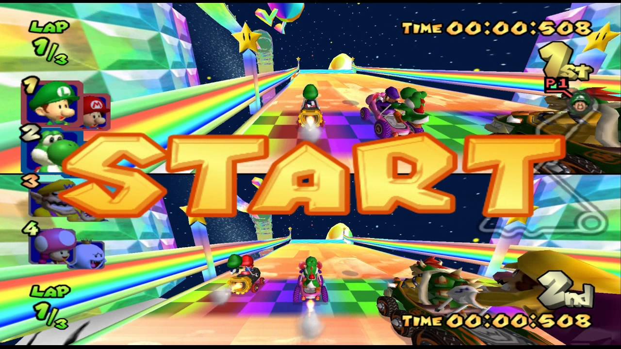 Mario Kart Double Dash!! Special Cup Mirror 2 player Netplay 60fps