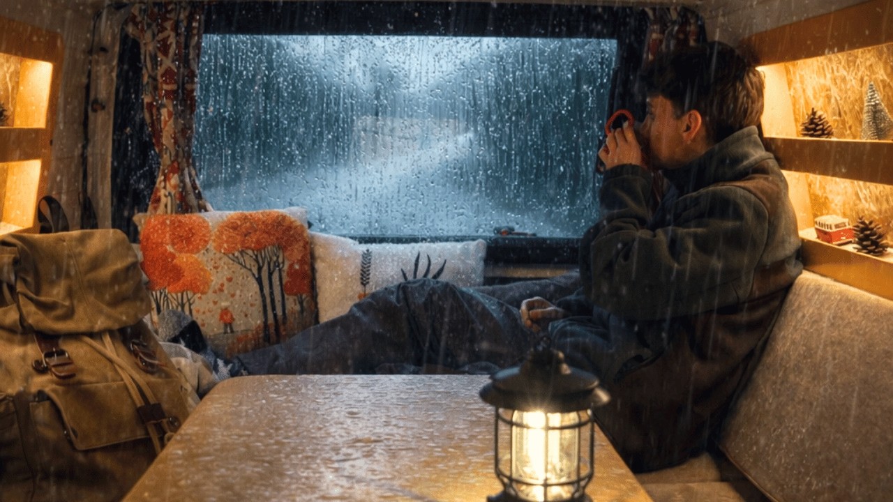 SOLO Camping in the RAIN | Silent & Cozy Van Life ASMR