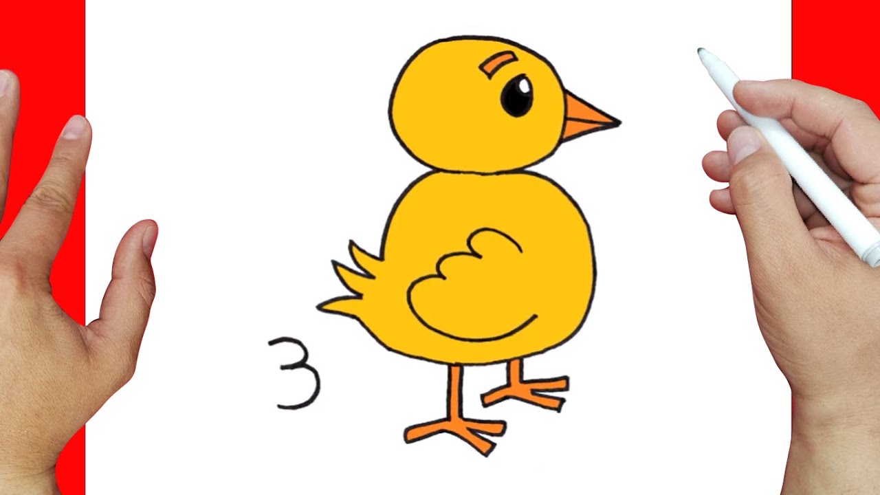 Como dibujar un POLLITO a partir DEL NUMERO 3 - Dibujos con NUMEROS para  Principiantes MUY FACIL - thptnganamst.edu.vn