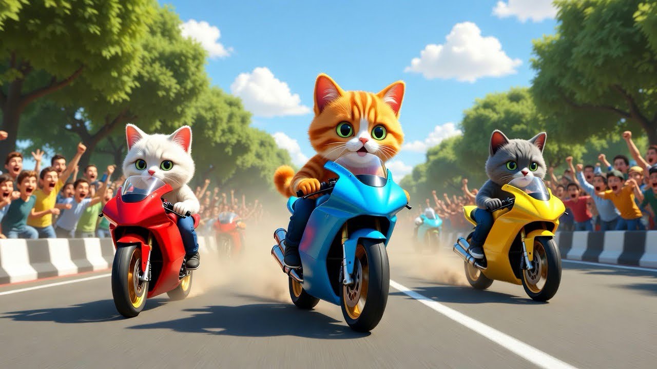 Podium Celebration: Orange Kitten Victory! 🐾 Cartoon Fun 