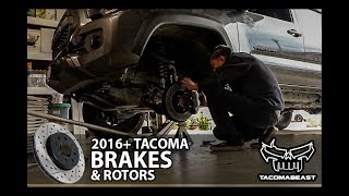 2016+ TACOMA FRONT BRAKE PADS & ROTORS HOW TO INSTALL DETAILED | DRILLED & SLOTTED WHY BUY?