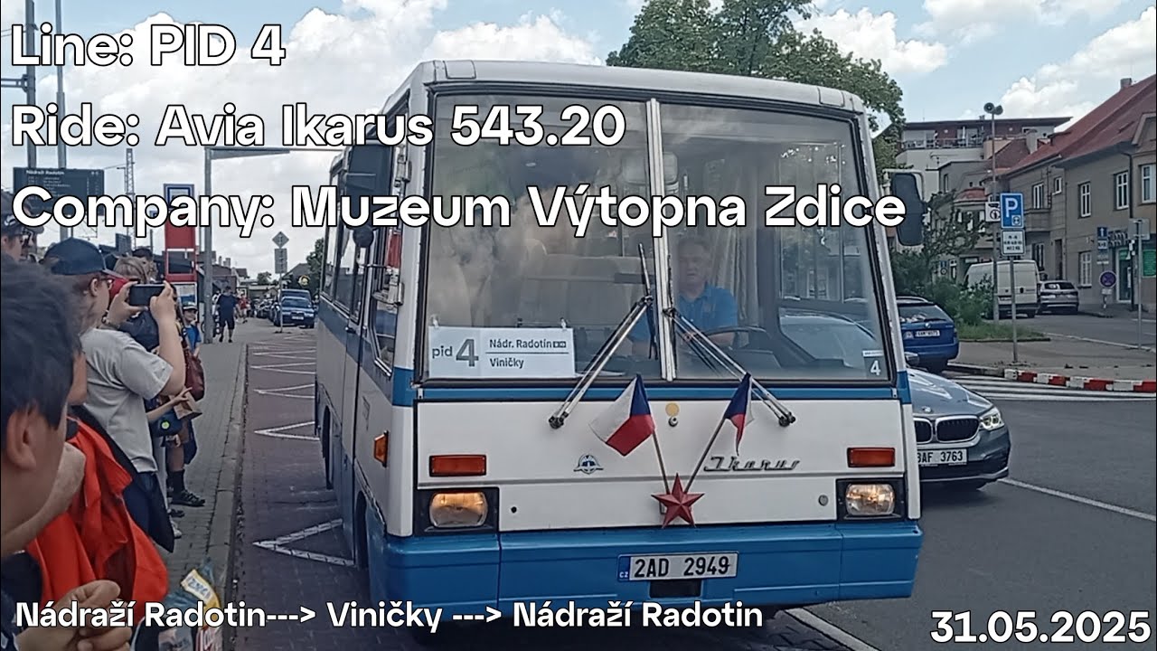 Line: PID 4 Ride: Avia Ikarus 543.20 Company: Muzeum Výtopna Zdice over Vaničky to Nádraží Radotín