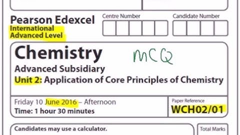 Edexcel IAL Chemistry Unit 2 MCQ Qn 1-3 June 2016