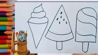 ICE CREAM: DRAWING AND COLOURING FOR KIDS & TODDLERS||CHILD ART||LEARN HOW TO DRAW#drawing #art