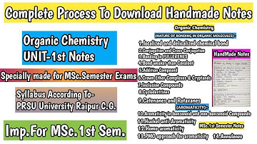 Complete Process To Download Handmade Notes For MSc.1st Semester Exams |Organic Chemistry Unit 1st |