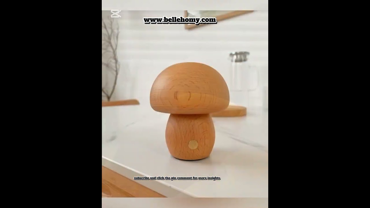 Wooden Mushroom LED Night Lamp. 