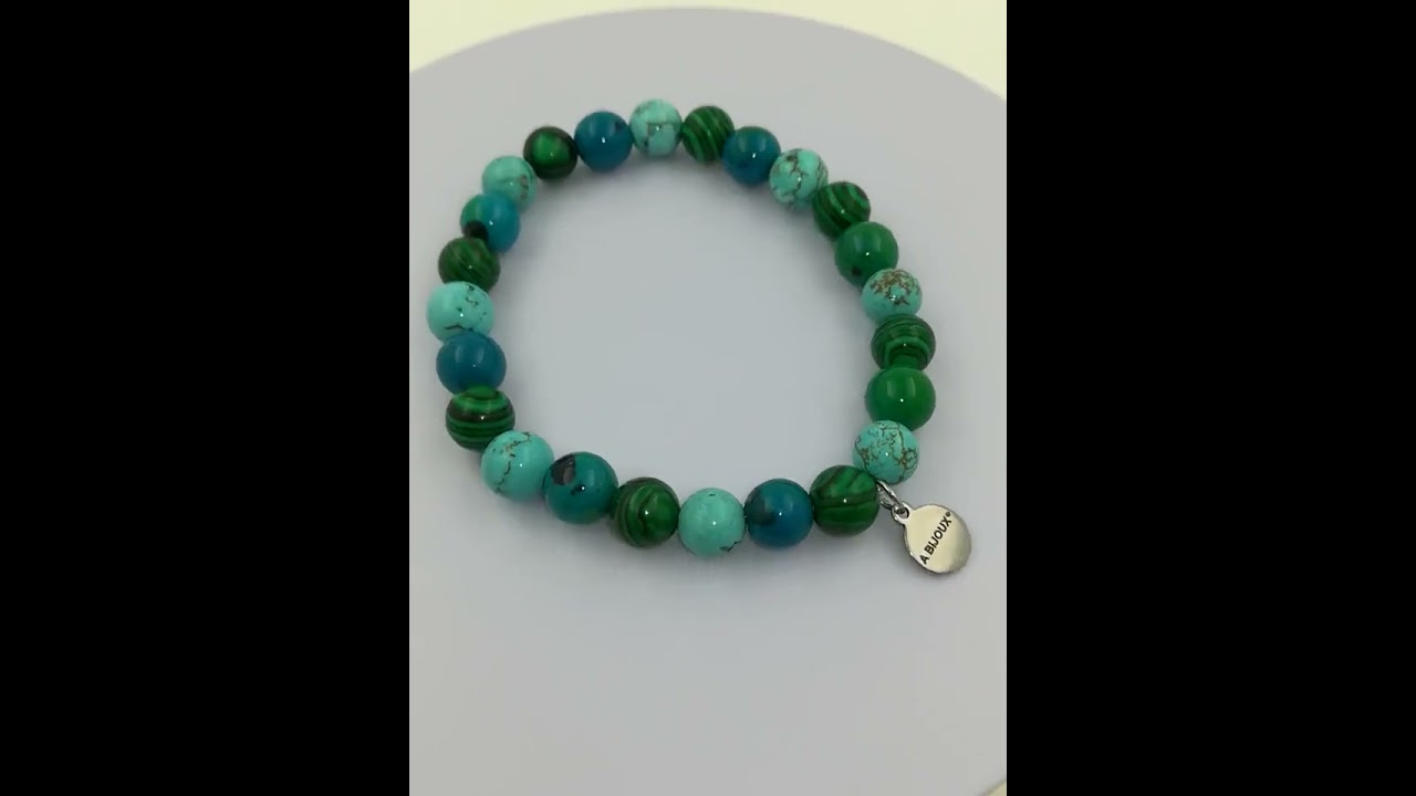 Bracelet Perles Angélite, Malachite, Turquoise, Chrysocolle 8 Mm - A Bijoux - Neuf