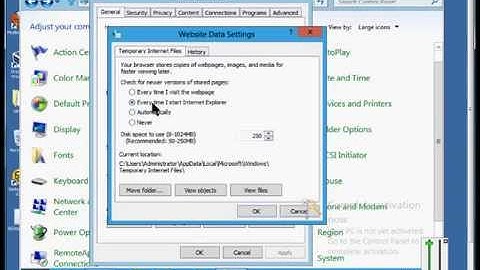 How to change the cached web page settings for Microsoft Windows 8