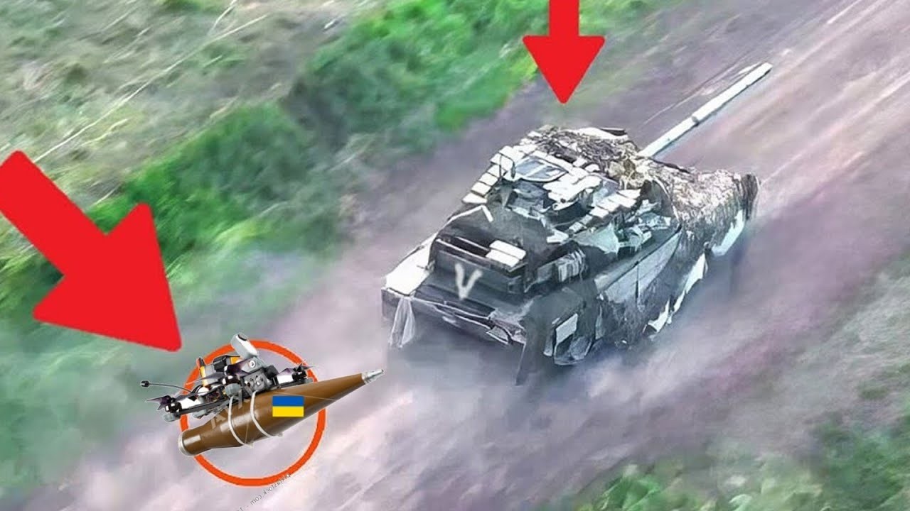 Russian Tanks Trying to Cross the Minesweeper Here's What Happened! Drone Images from the War