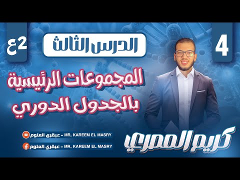 المجموعات الرئيسية في الجدول الدوري الدرس الثالث علوم ثانية اعدادي 2025