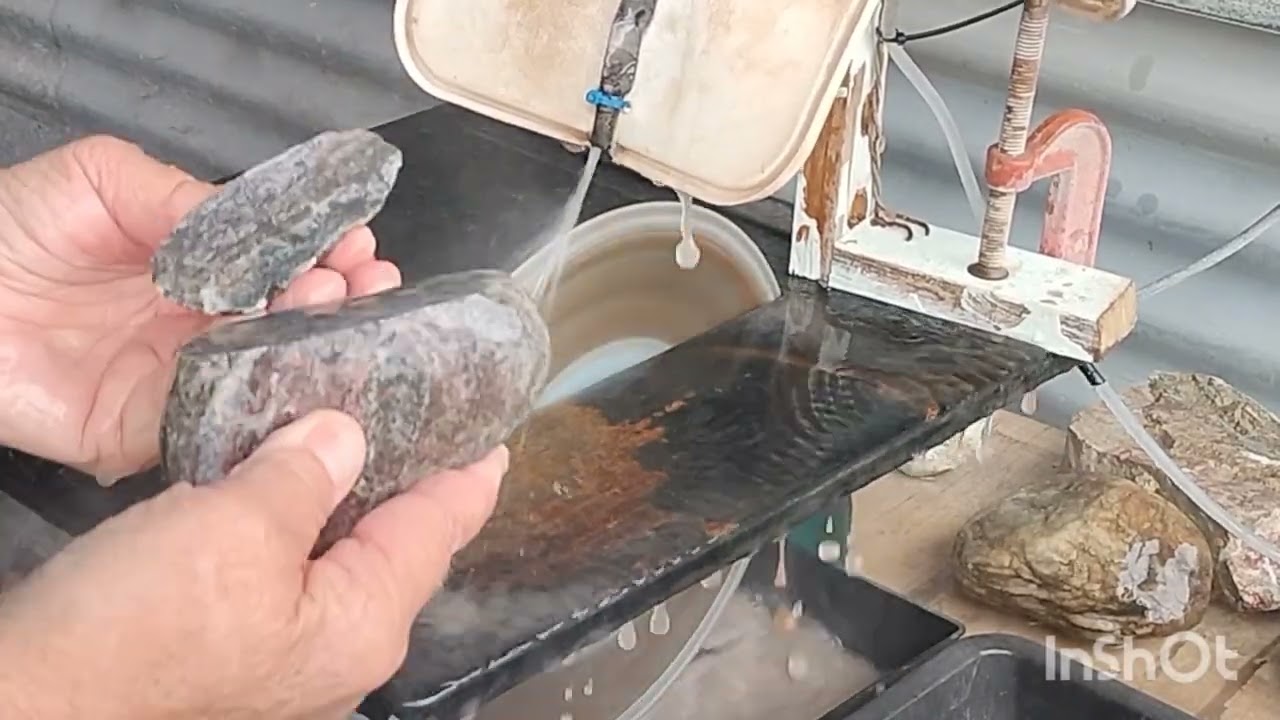 Cutting an Aroha stone to make pendants