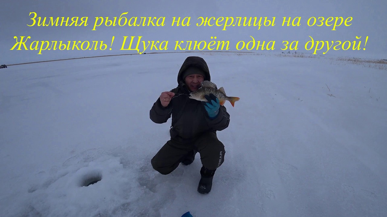 Зимняя рыбалка на жерлицы на озере Жарлыколь! Щука клюёт одна за другой!