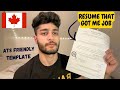 Resume that got me my first job in canada  tips to secure your first job  ats friendly 