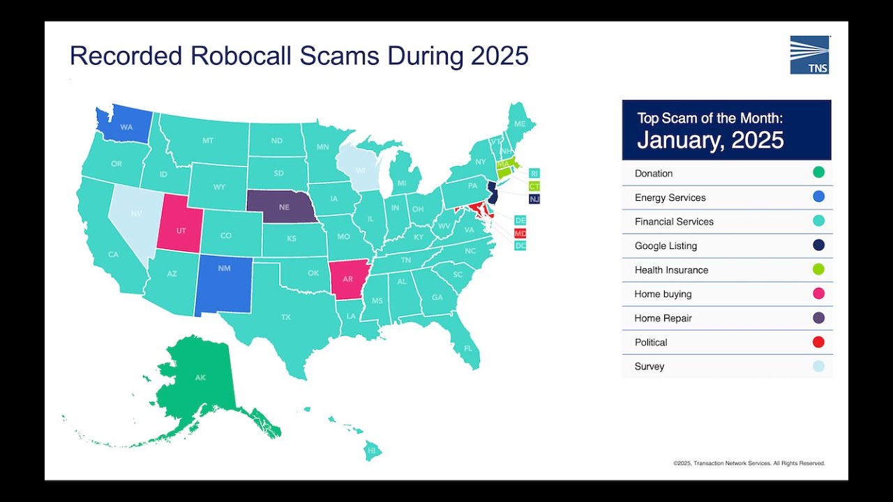 TNS Robocall Protection Recorded Scam Robocalls by State for January ...