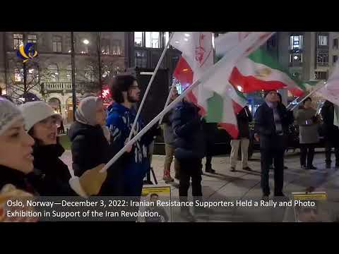 Oslo, Norway—December 3, 2022: Iranian Resistance Supporters Rally in Support of the Iran Revolution