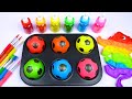 Satisfying Video l How To Make Rainbow Heart Lollipops WITH Color Playdoh Balls Paint & Cutting ASMR