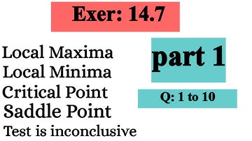 Local Maxima, Local Minima, Saddle Points,Critical Points, Exercise 14.7