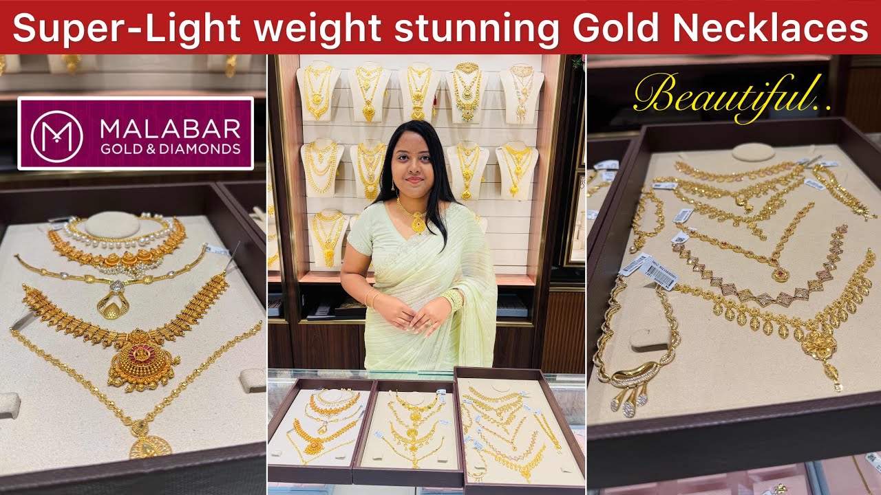 7gm😳 Most light weight modern, stylish & traditional gold necklace desigs from Malabar | Necklaces✨