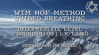 طريقة Wim Hof ​​الموجهة للمستوى المتوسط ​​في التنفس (3 جولات: 1: 00/1: 30/2: 00) ، semantron معلق.