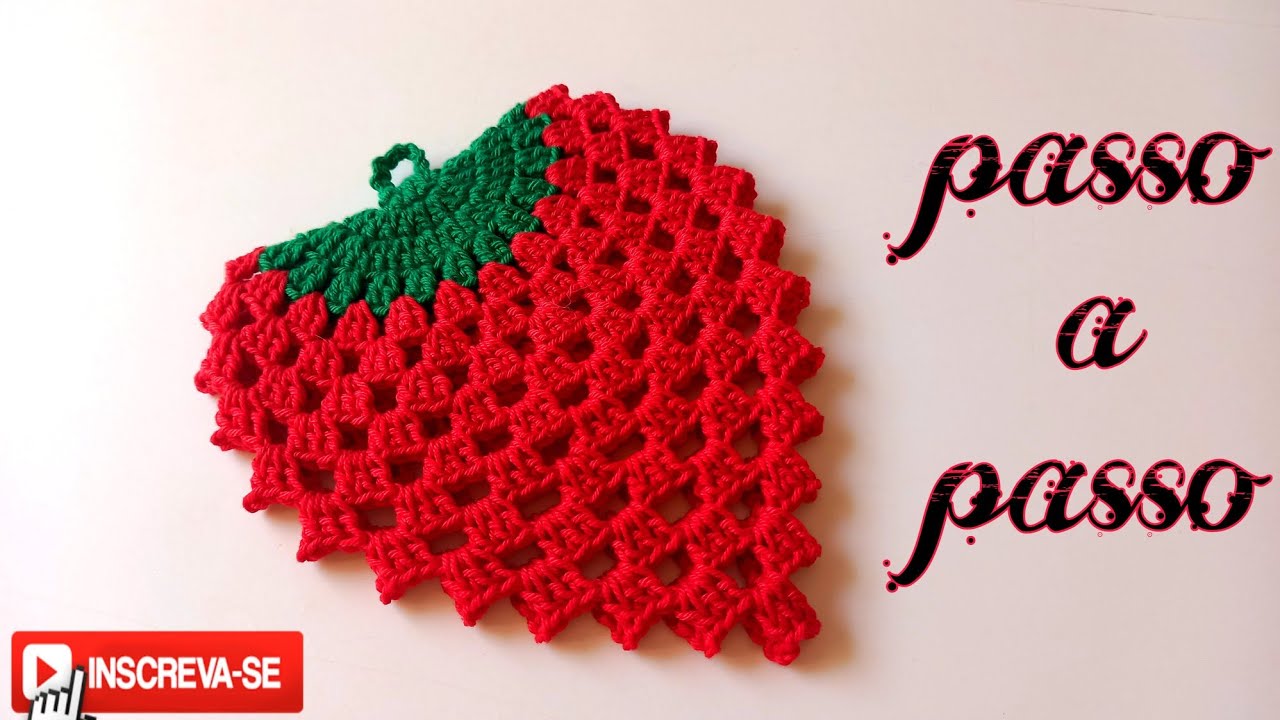 DESCANSO DE PANELA MORANGO EM CROCHÊ/ RÁPIDO E FÁCIL 🍓🍓