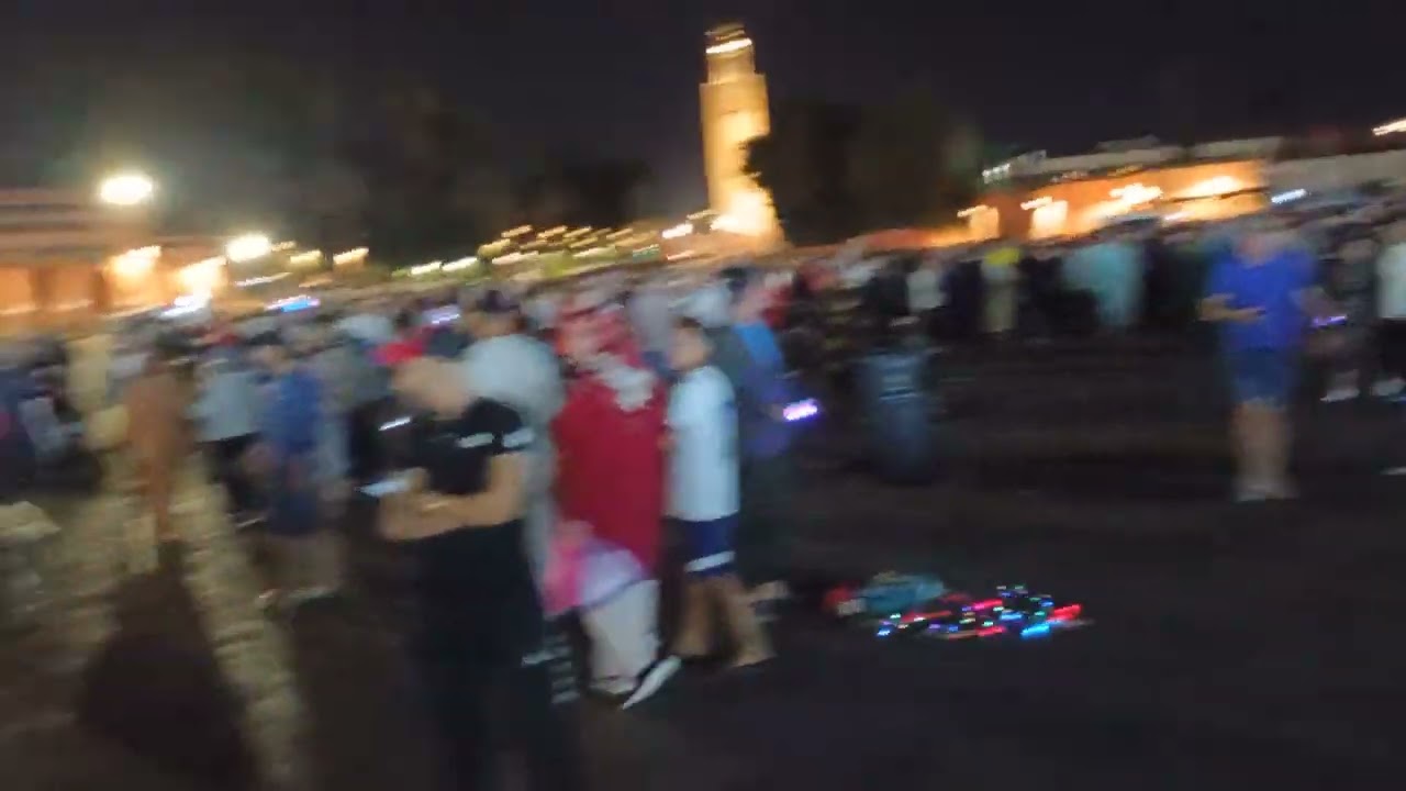 Marrakech medina at night! Whole lot going on.