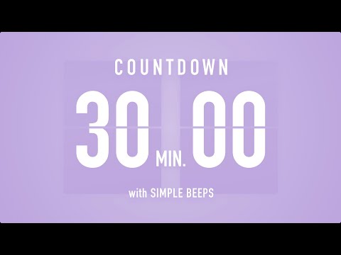 30 Min Countdown Flip Clock Timer / Simple Beeps 🫐 🔔
