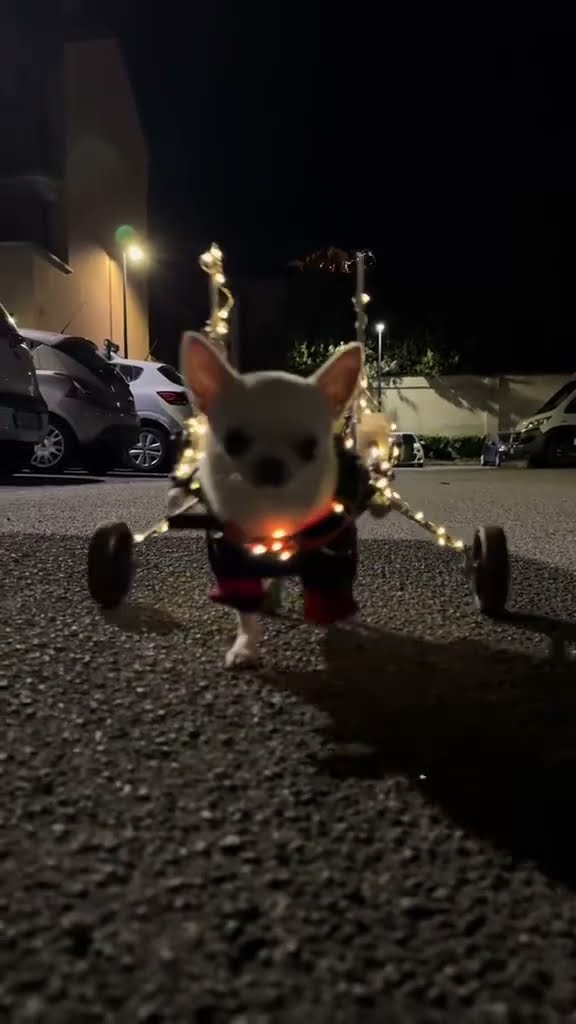 Christmas Chihuahua With Luminous Sleigh || ViralHog