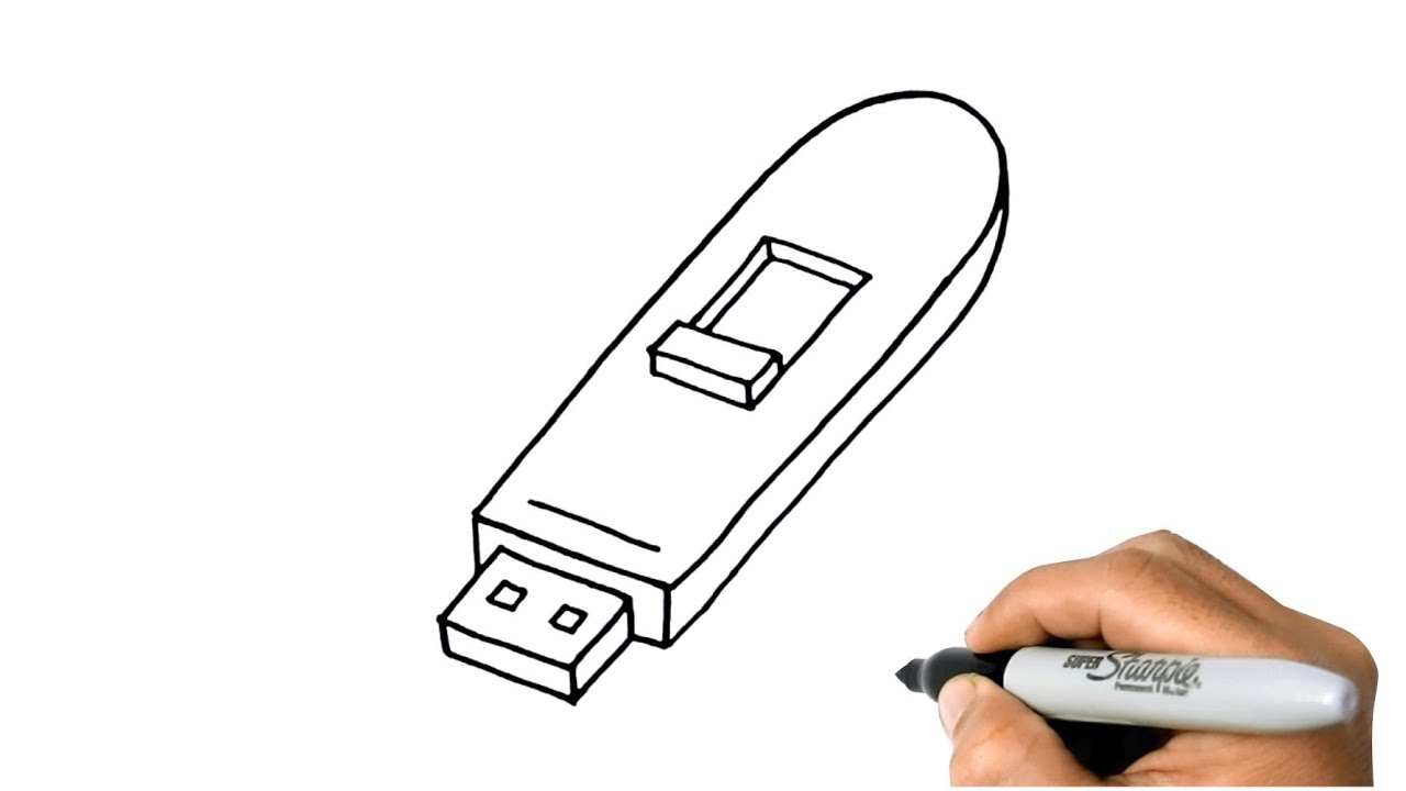 Flash Drive. Vector Drawing Stock Vector - Illustration of equipment,  electronic: 118711651