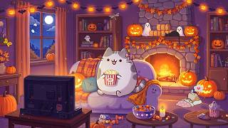 Pusheen’s Halloween Movie Night 🎃 Lofi Cat Music 🍿 Chill Beats for Study & Work screenshot 3