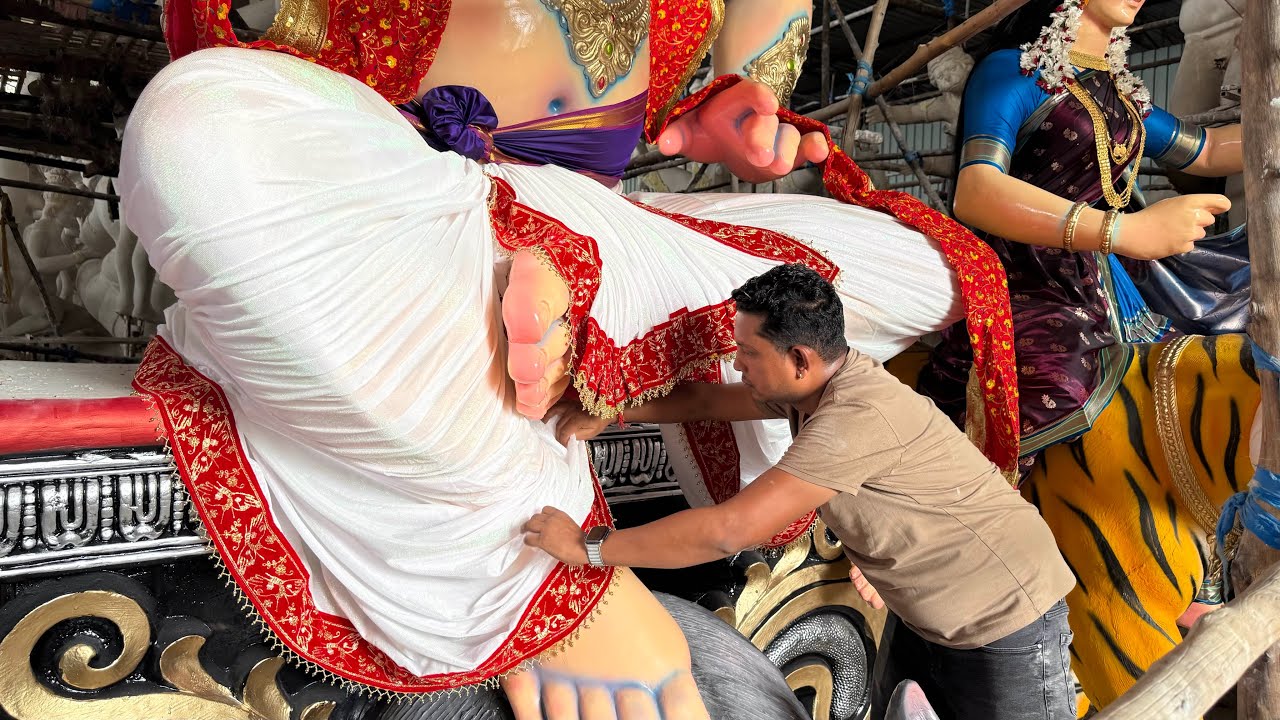 BIG Ganesh Dhoti Making & Draping 2025 | Sri Chowdary Arts Ganpati Decoration | Ganesh Chaturthi