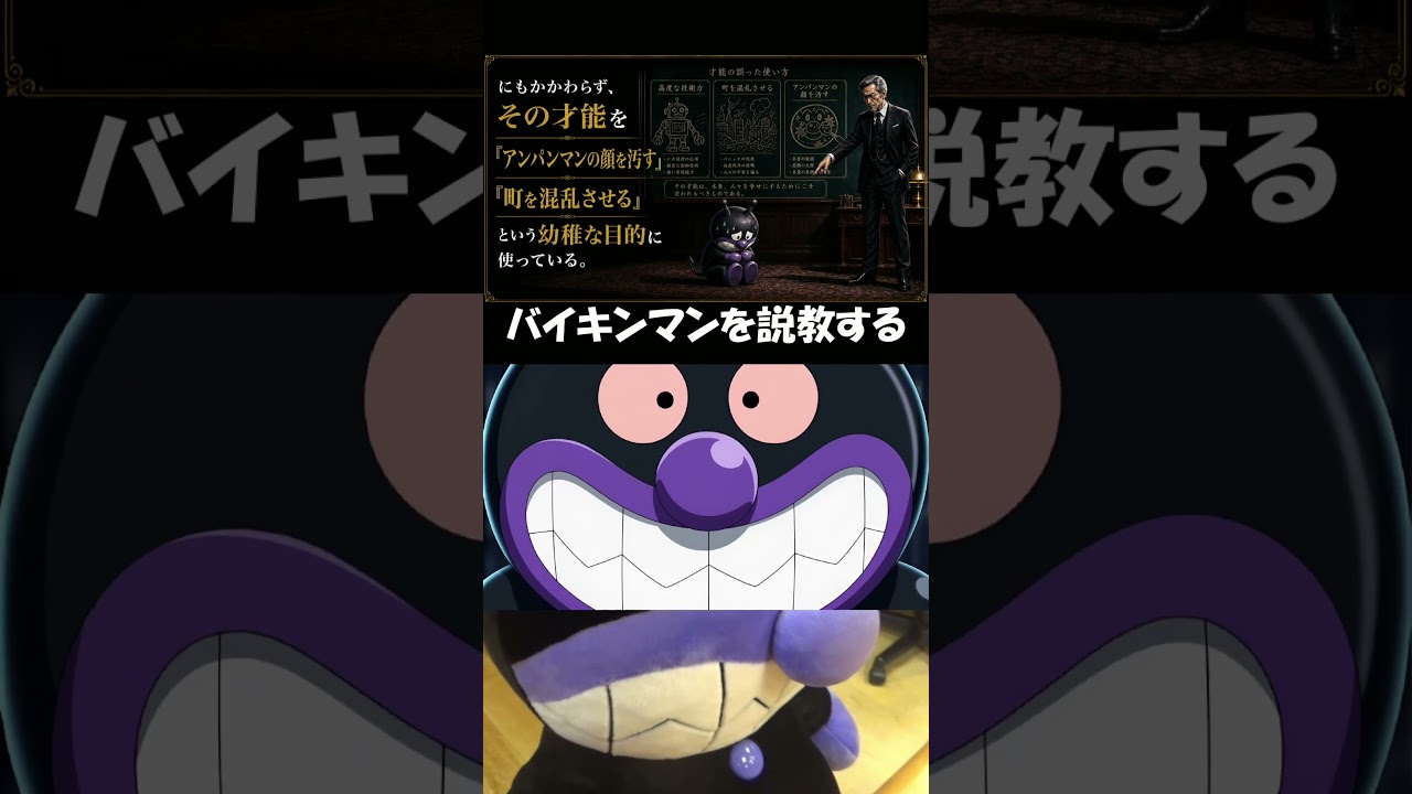 A video in which Baikinman is seriously lectured for one minute