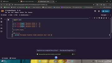 Program Python – Menghitung Akar Persamaan Kuadrat Menggunakan Rumus Diskriminan