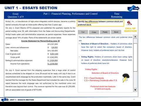 cma usa essay questions part 1