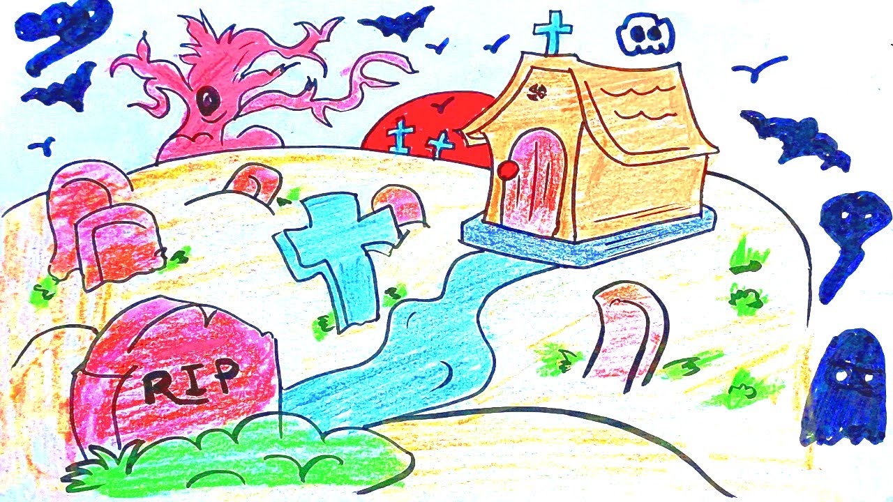 How to draw a Graveyard easy YouTube
