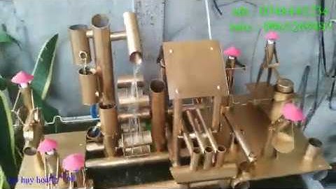 tes bộ tiểu cảnh guồng nước 6 người có nhà sàn gõ nhạc