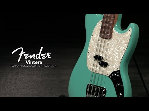 fender-vintera-60s-mustang-bass-pf,-sea-foam-green-|-gear4music-demo