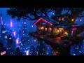 Lofi Ambient – Neon Treehouse Rain Above A Cyberpunk Metropolis | Relax, Study & Sleep | 4K