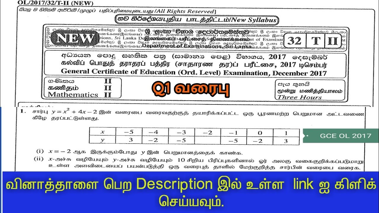 GCE OL 2017 2nd part Q1 வரைவு / graph