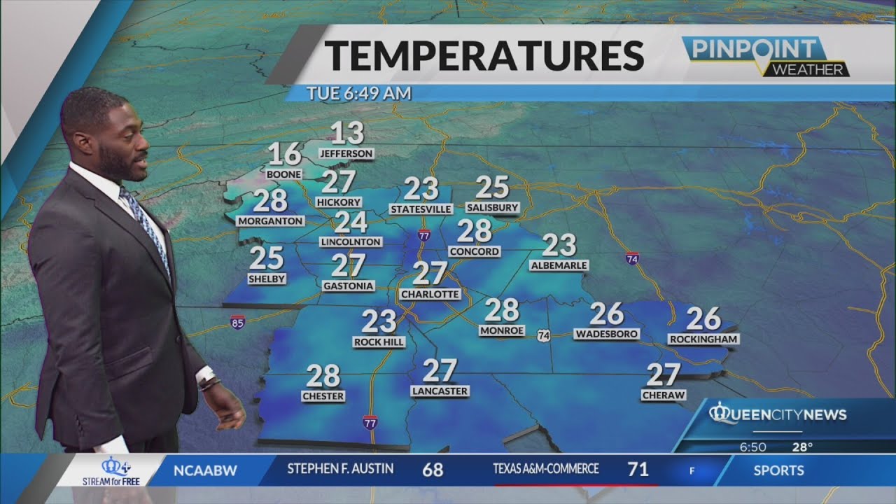 Chilly and sunny Tuesday in Charlotte, highs in 40s - YouTube