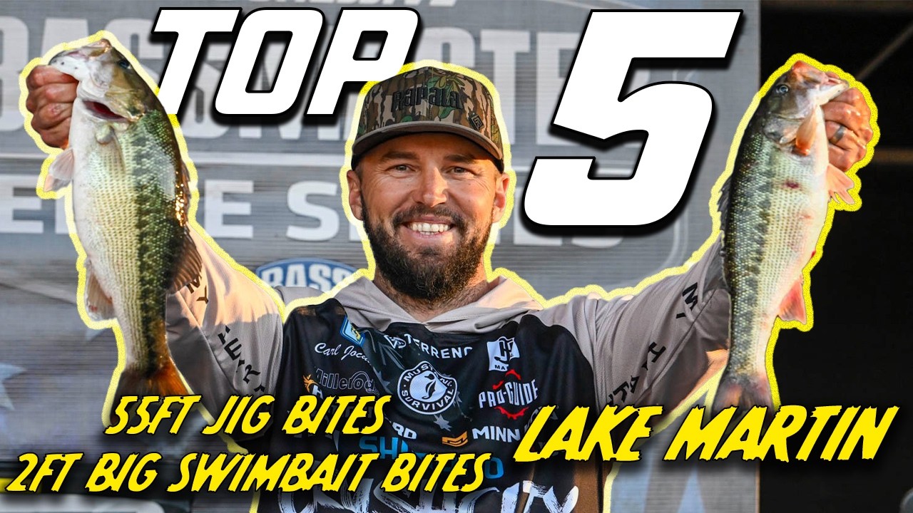 Топ-5 после первого дня на озере Мартин (от поклевок на джиг-приманки на глубине 55 футов до покл...