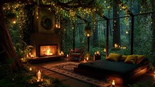 Instant Peace 🌧️ Cozy Forest Cabin Ambience with Soft Jazz & Fireplace Rain Sounds screenshot 4