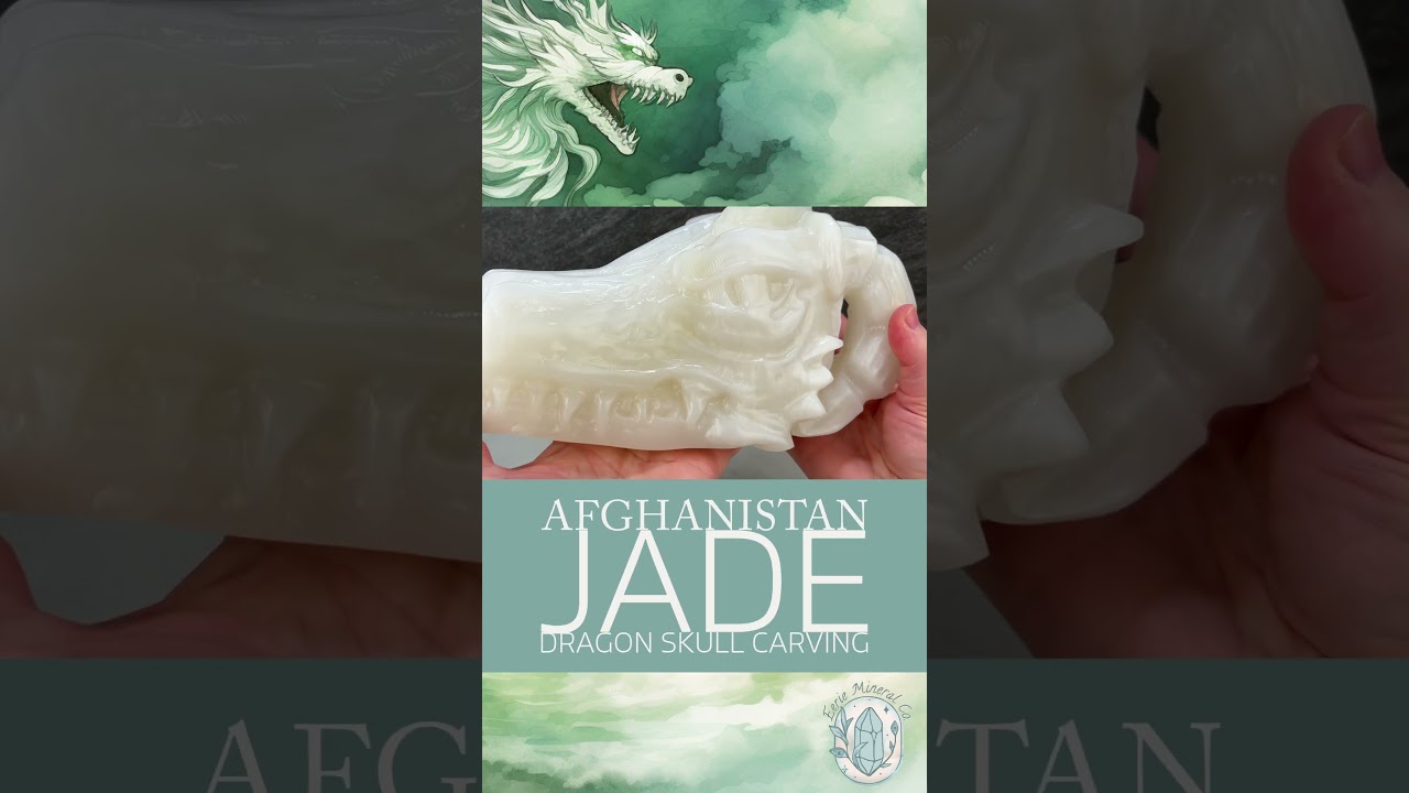 Rare Large Dragon Skull Carving | Afghanistan Jade | Crystal and Stone Carvings